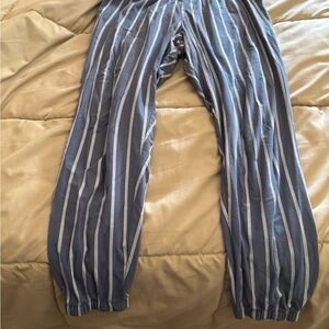 Blue and White Striped Pants